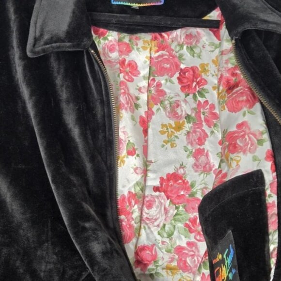 BNWOT Teddy Fresh Black Velour Full-Zip Bomber Jacket, Size XS - Picture 6 of 14